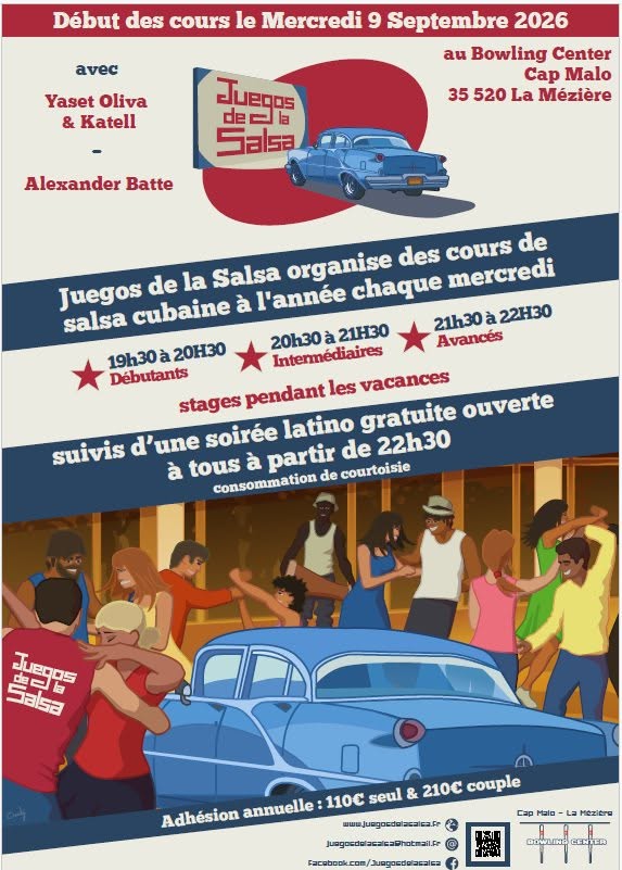 Affiche de Juegos :  Saison 2026-2027 Salsa Cubaine avec Yaset (Katell) ou Alexander