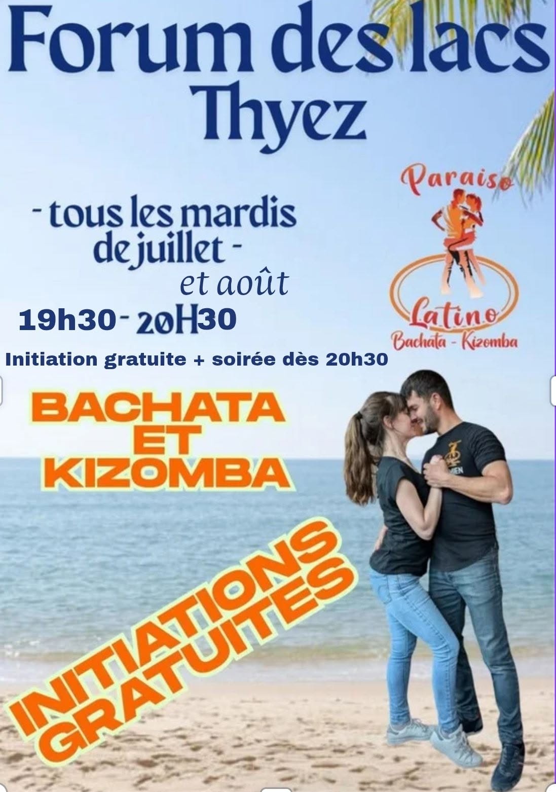 Affiche de initiations bachata et kizomba gratuites