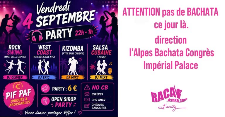 Affiche de VENDREDY'S 04 Septembre Annecy