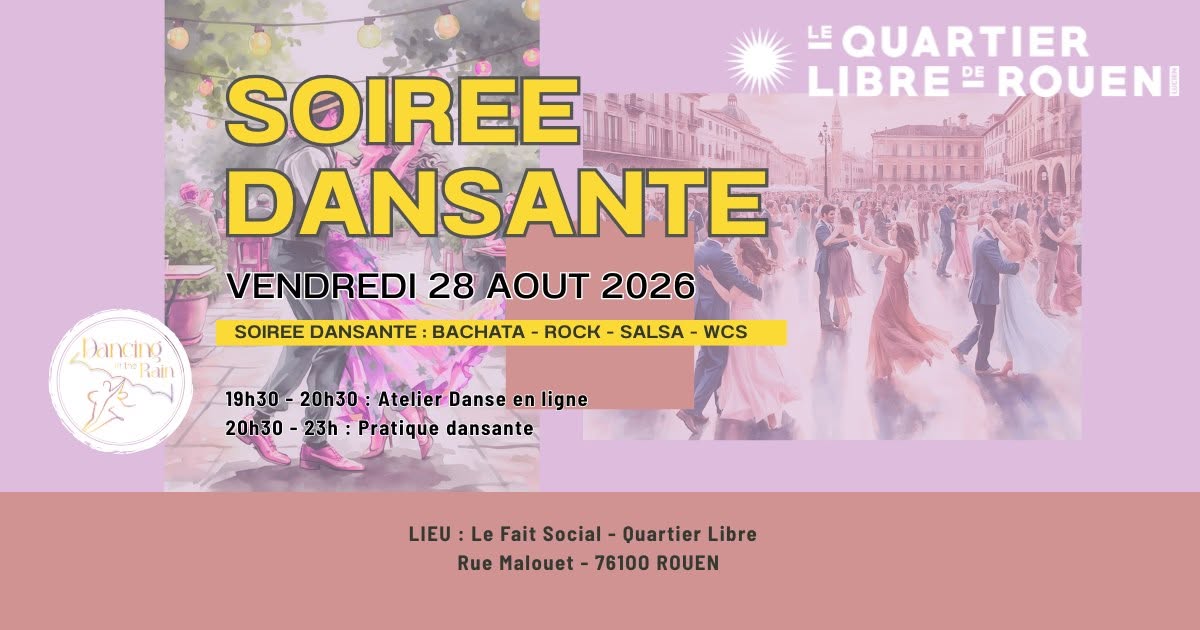Affiche de Soirée Dansante - Dancing in the Rain au Quartier Libre
