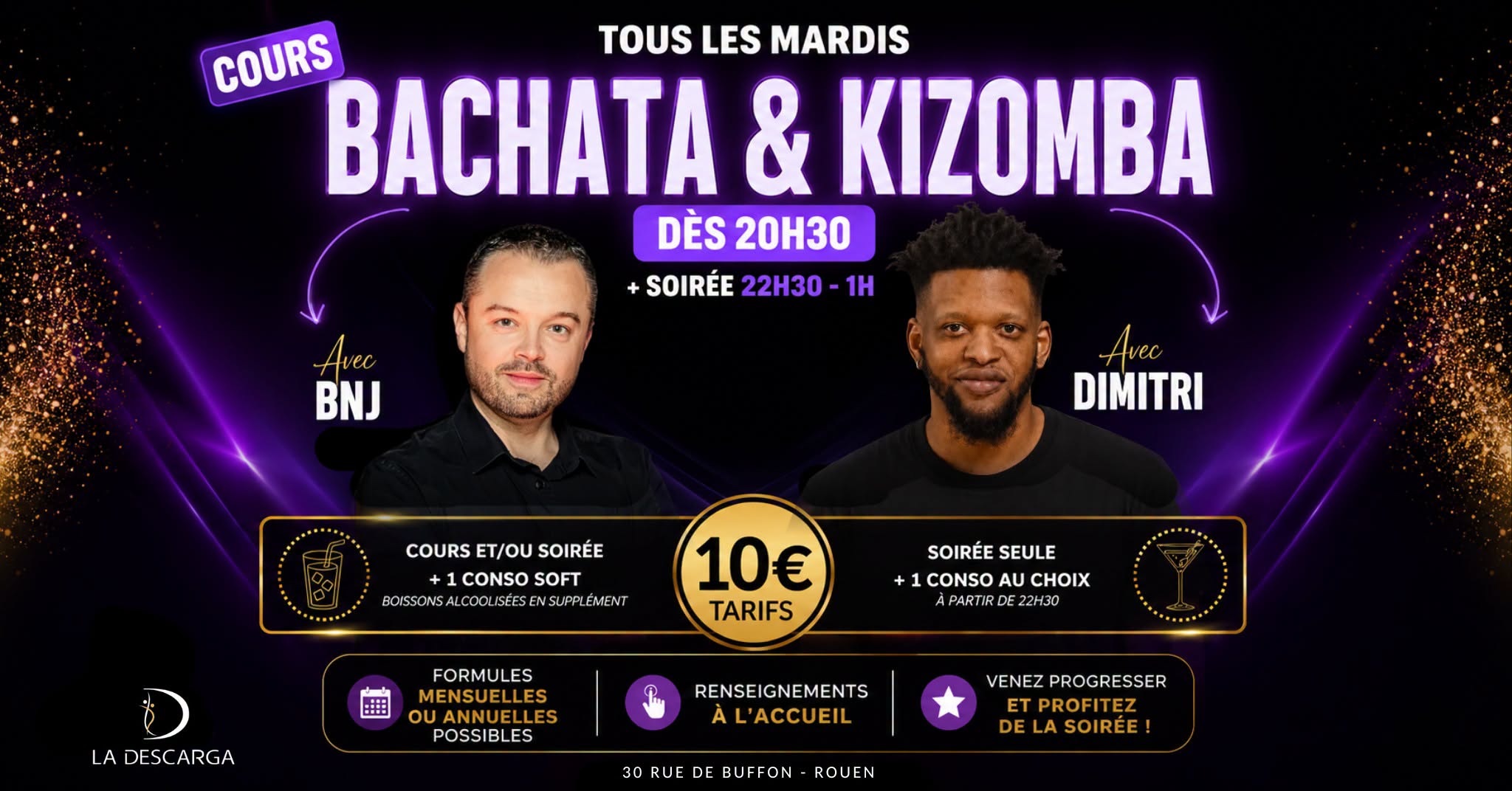 Affiche de Les mardis Bachata à La Descarga (+ soirée Bachata - kizomba)