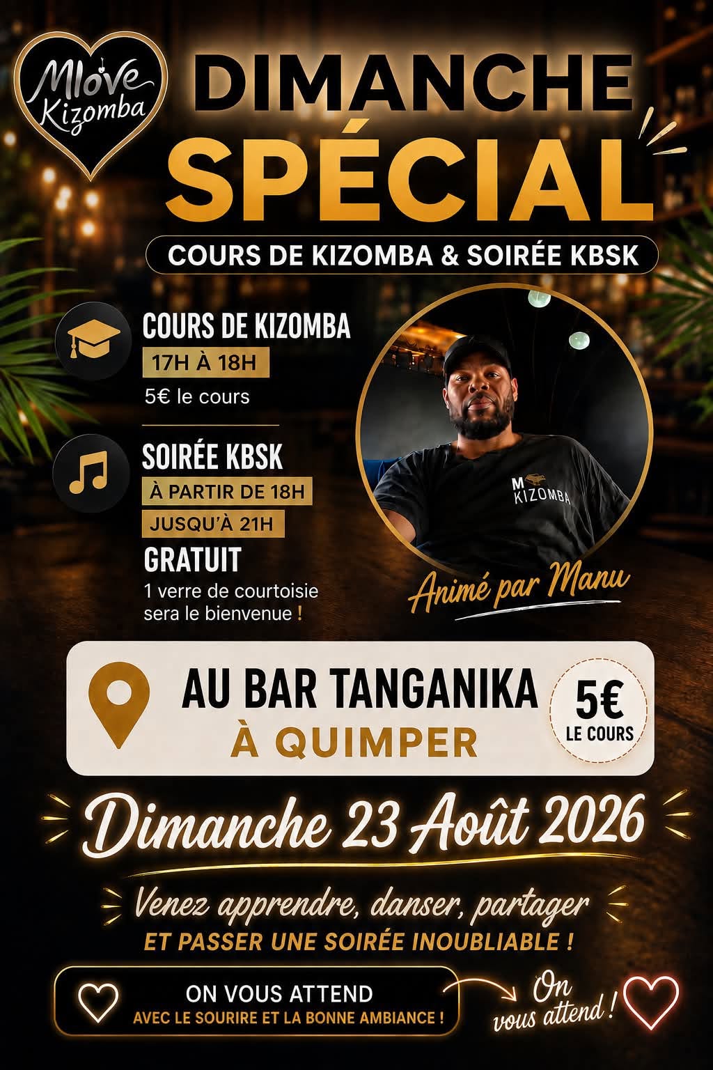Affiche de Cour de Kizomba suivie d’une soirée kbsk 