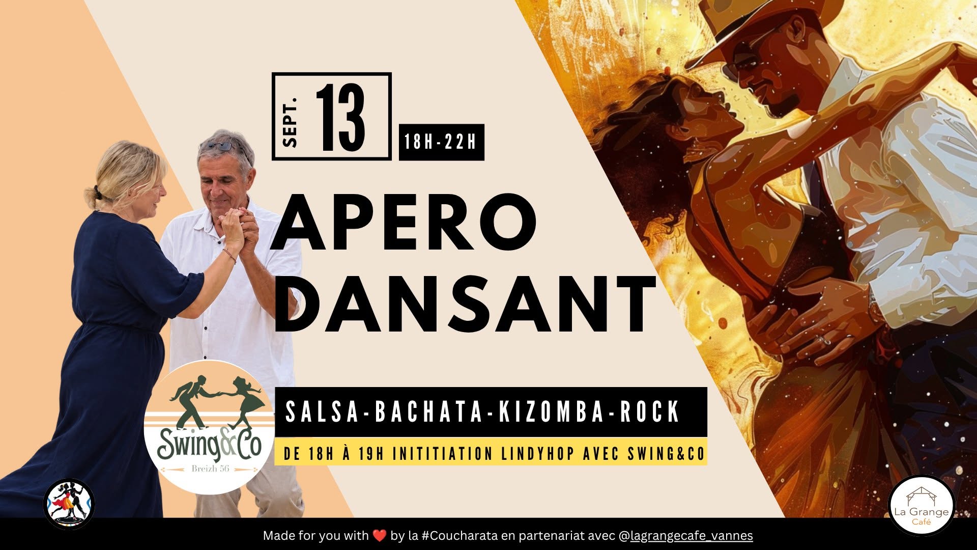 Affiche de Apéro Dansant à la Grange Café  avec INITIATION LINDYHOP