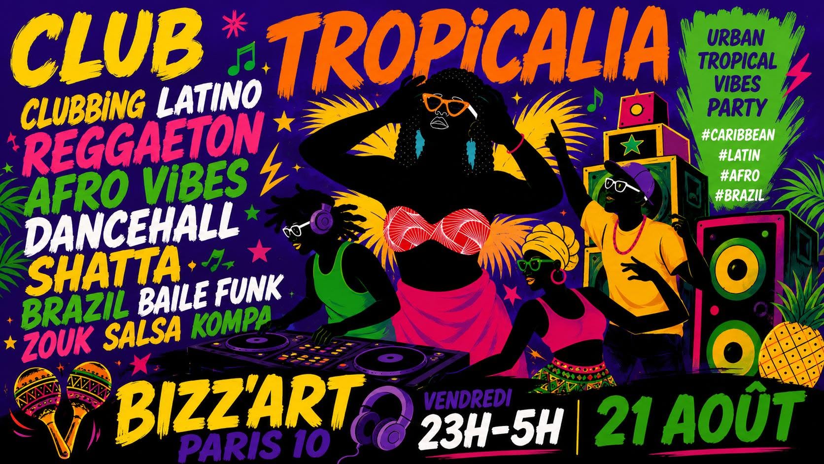 Affiche de Club Tropicalia 21/8 ~ Afro, Latin, Caribbean, Brazil vibes!