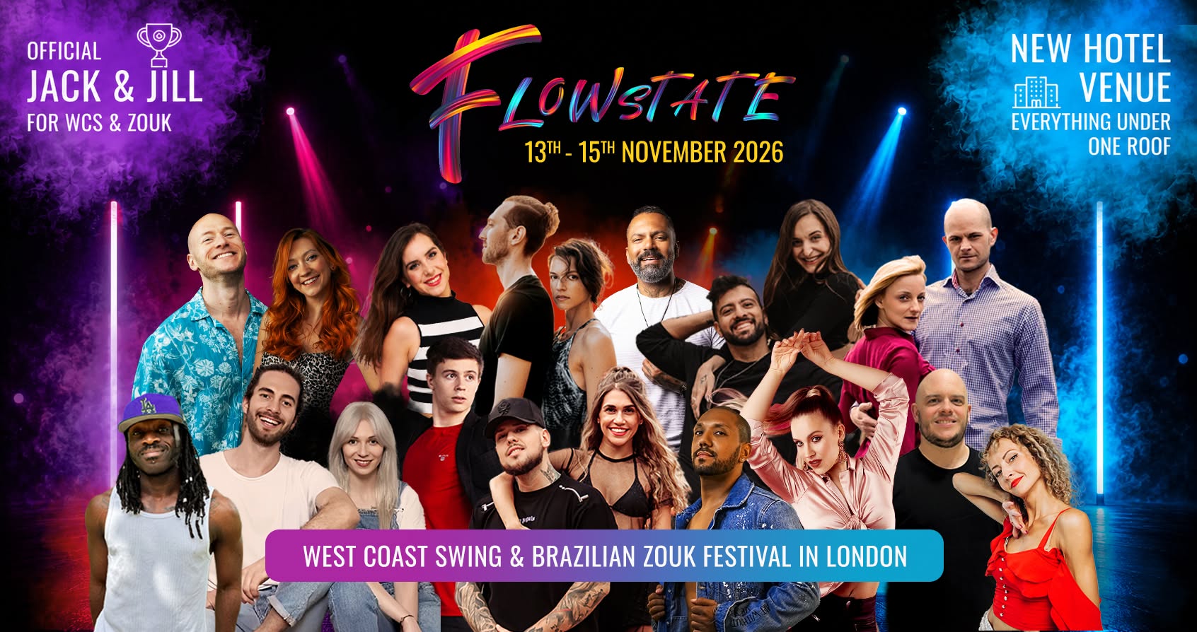 Affiche de Flowstate 2026 - West Coast Swing & Zouk Festival in London 🩵