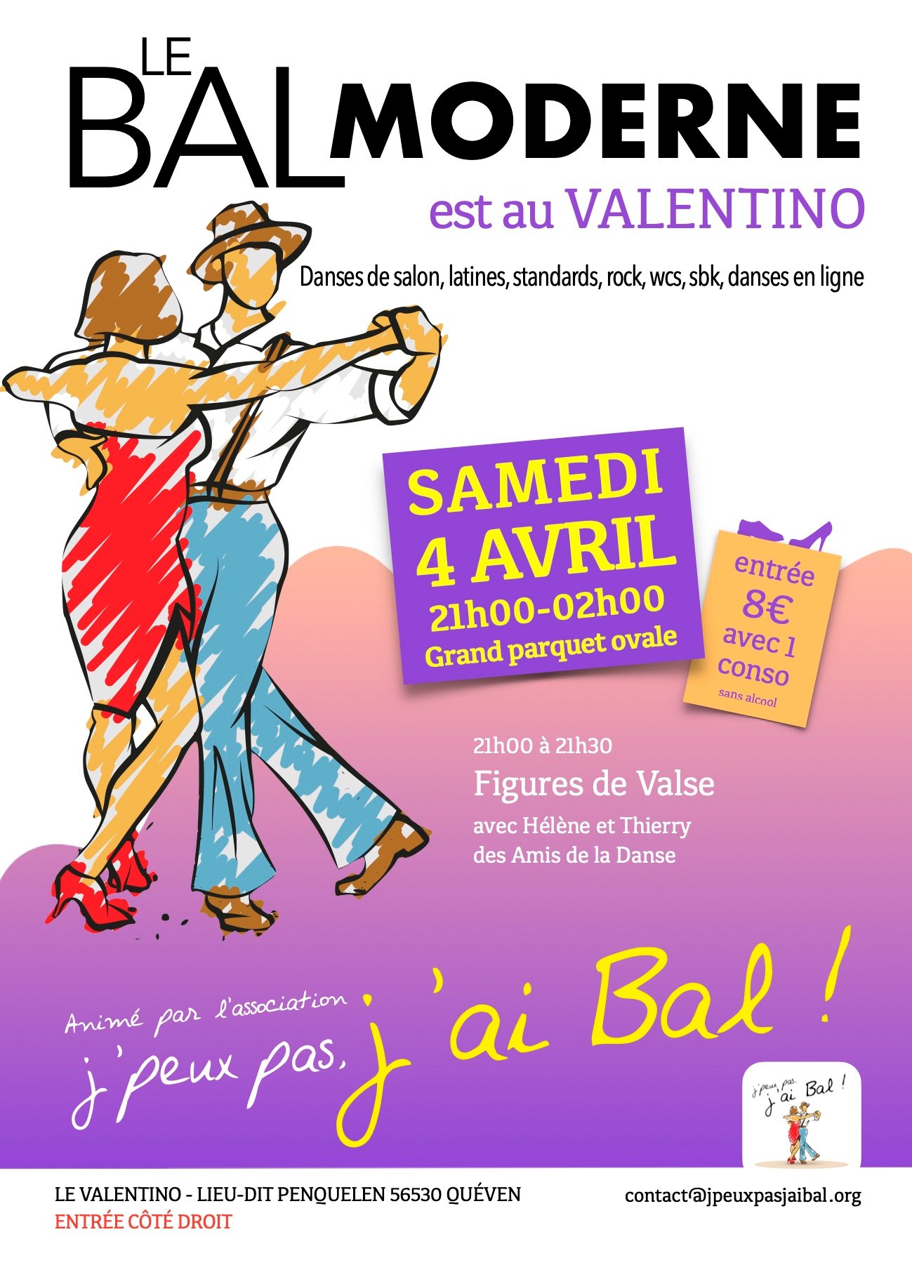 Affiche de Bal Moderne au Valentino, animation Figures de valse