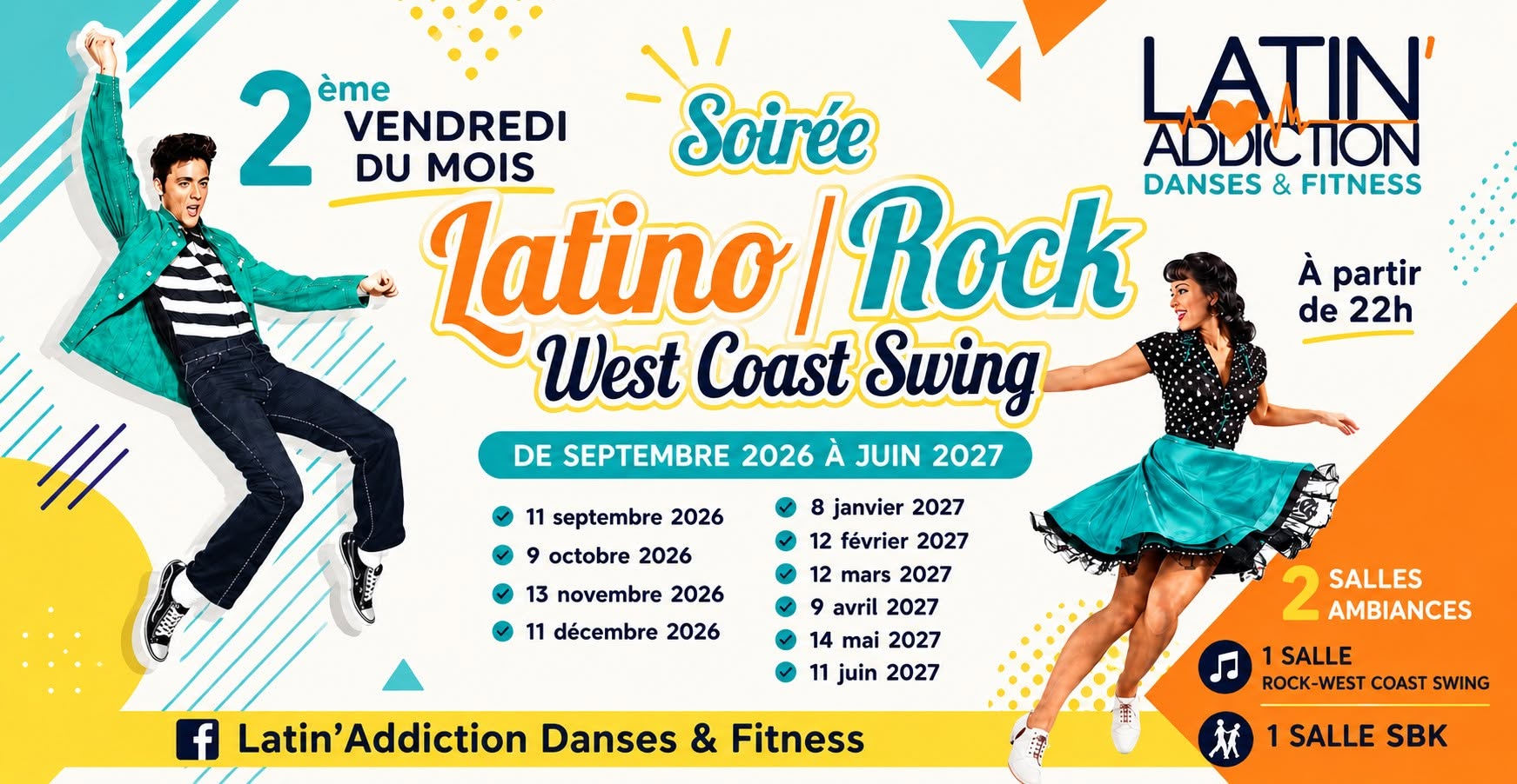 Affiche de Les Soirées Latino/Rock/West Coast Swing Saison 2026-2027