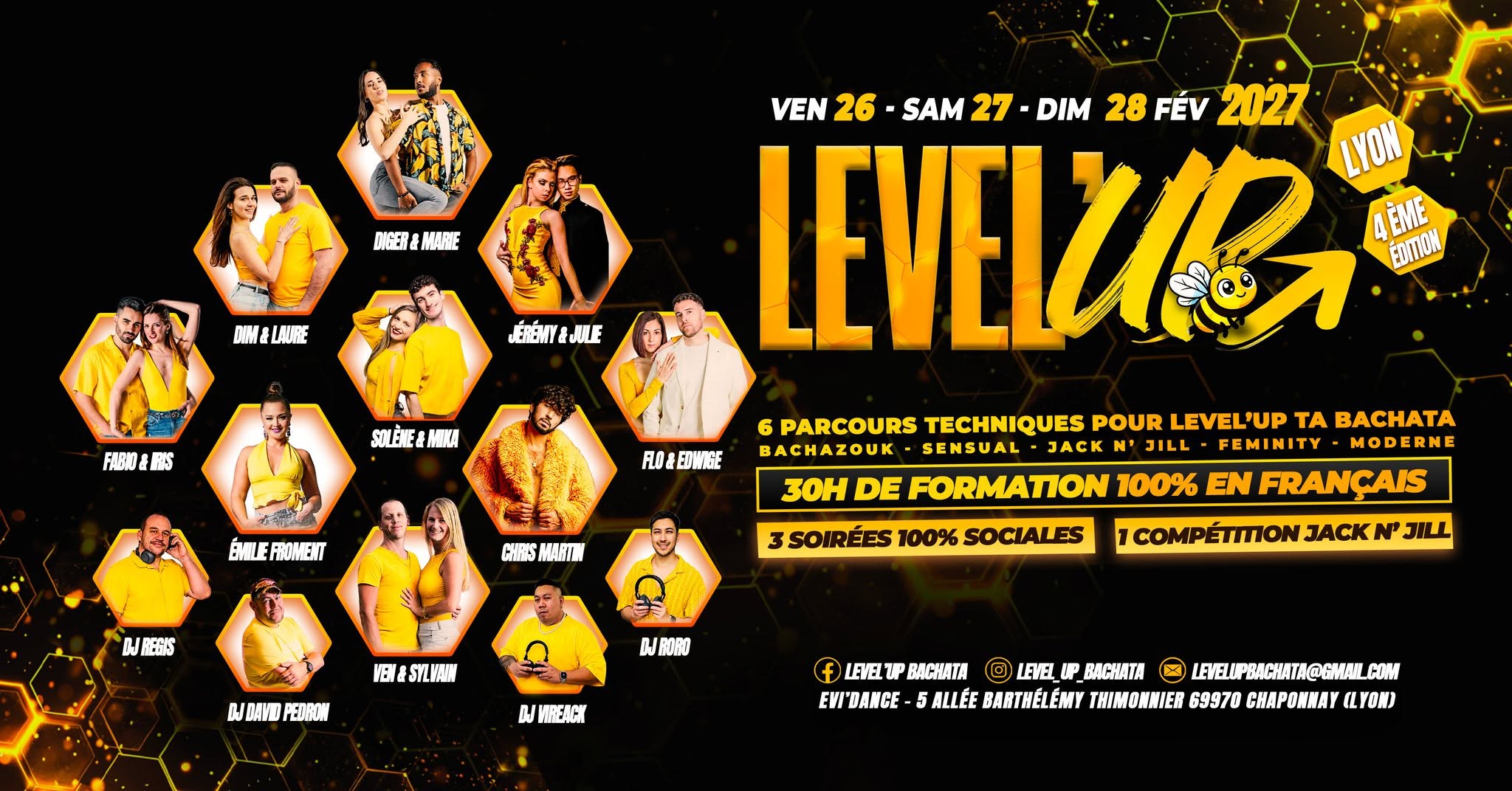 Affiche de Level'UP BACHATA festival LYON 2027
