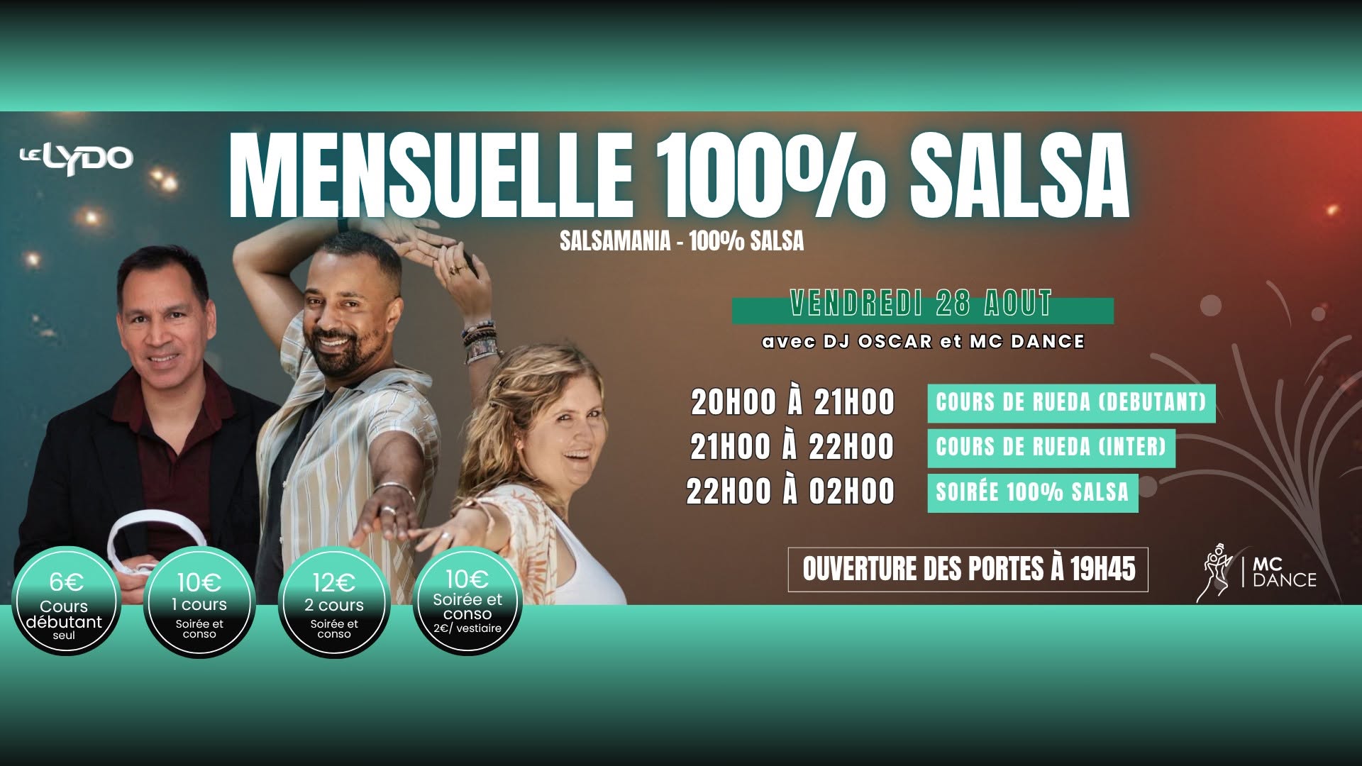 Affiche de Mensuelle 100% Salsa au Lydo (Rueda)