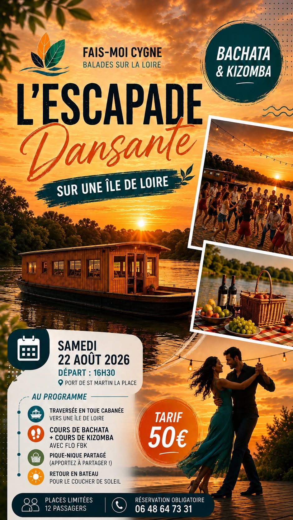 Affiche de Samedi 22 Août L’Escapade Dansante sur une Île de Loire 