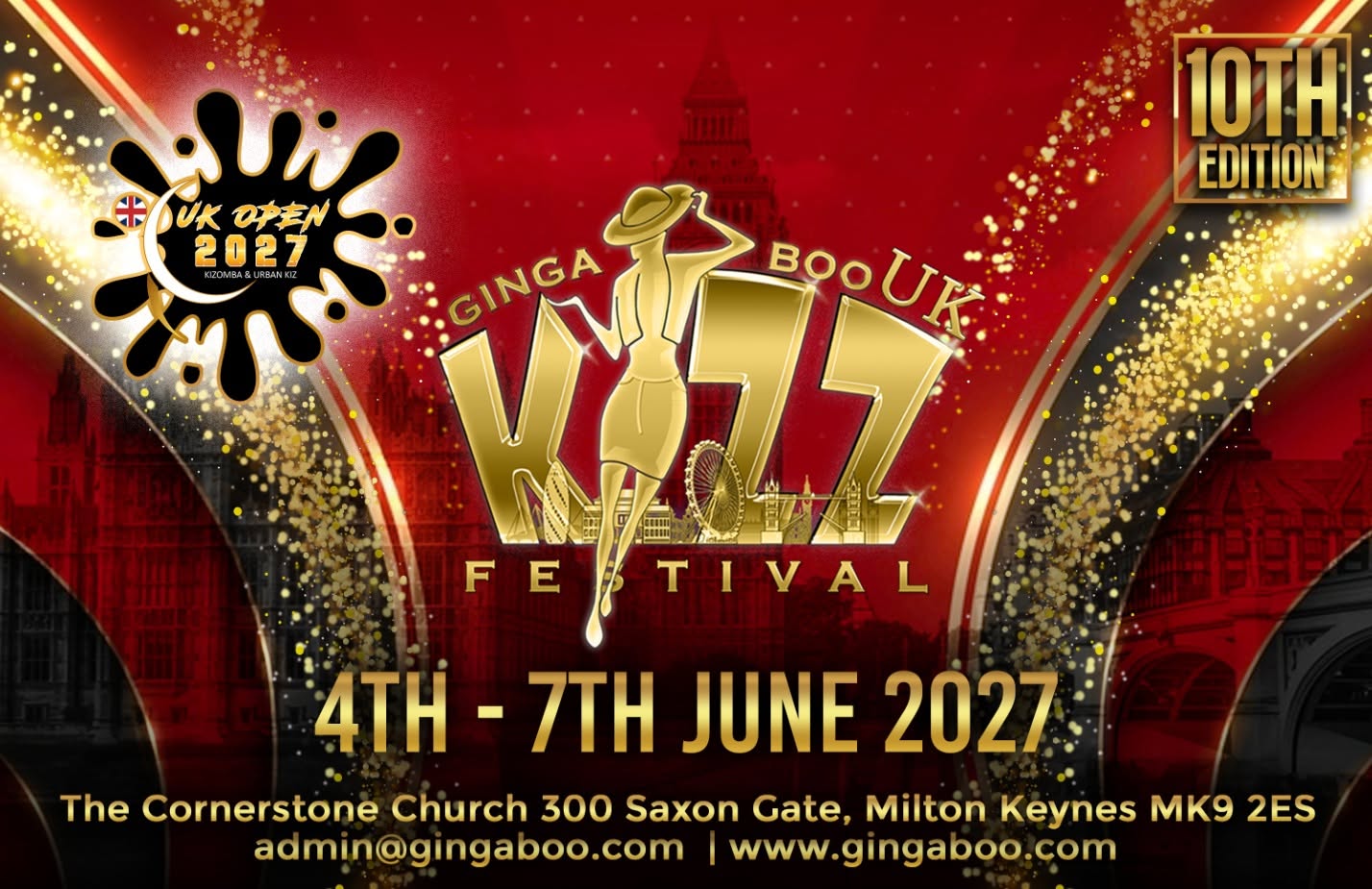 Affiche de Ginga Boo UK Kizomba Festival & International UK Open Competition 4/7th June 2027