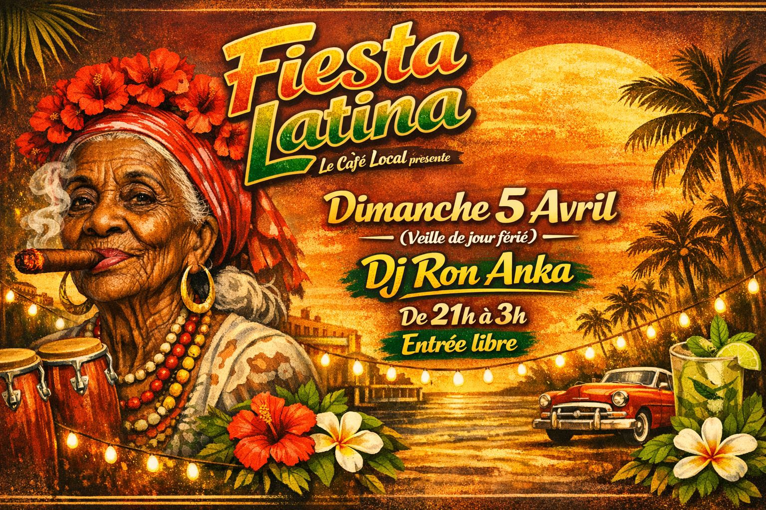 Affiche de Fiesta Latina - Dj Ron Anka @ Le Café Local