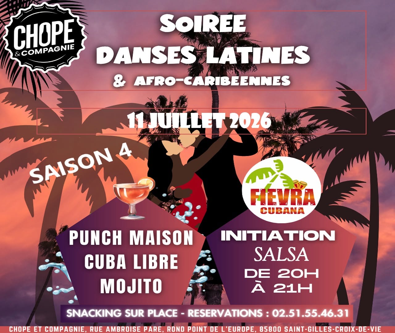 Affiche de Soirée danses latines - Chope&compagnie st gilles saison 4