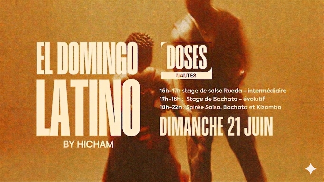 Affiche de EL DOMINGO LATINO by HICHAM - Cours de salsa & bachata et soirée SBK - Dimanche 21 juin