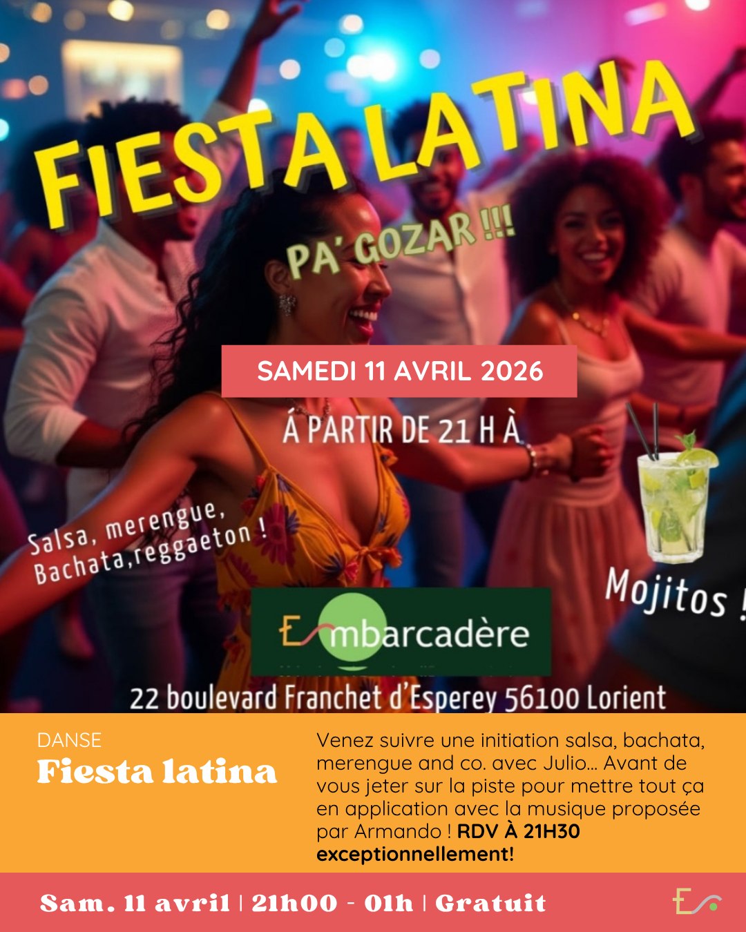 Affiche de Initiation danses salsa, bachata... + Fiesta Latina !