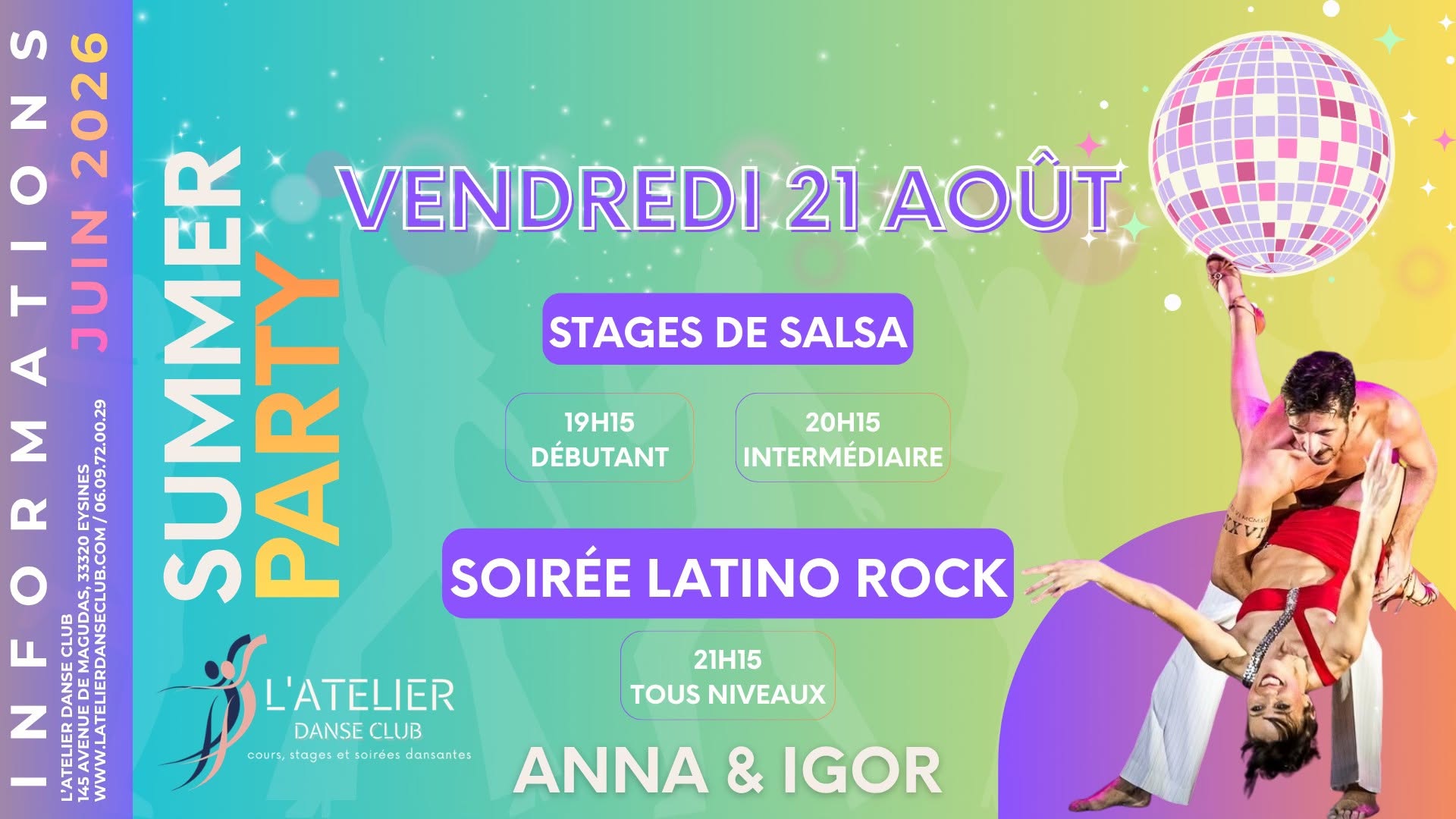 Affiche de STAGES DE SALSA & SOIRÉE LATINO ROCK - SUMMER PARTY 🌸