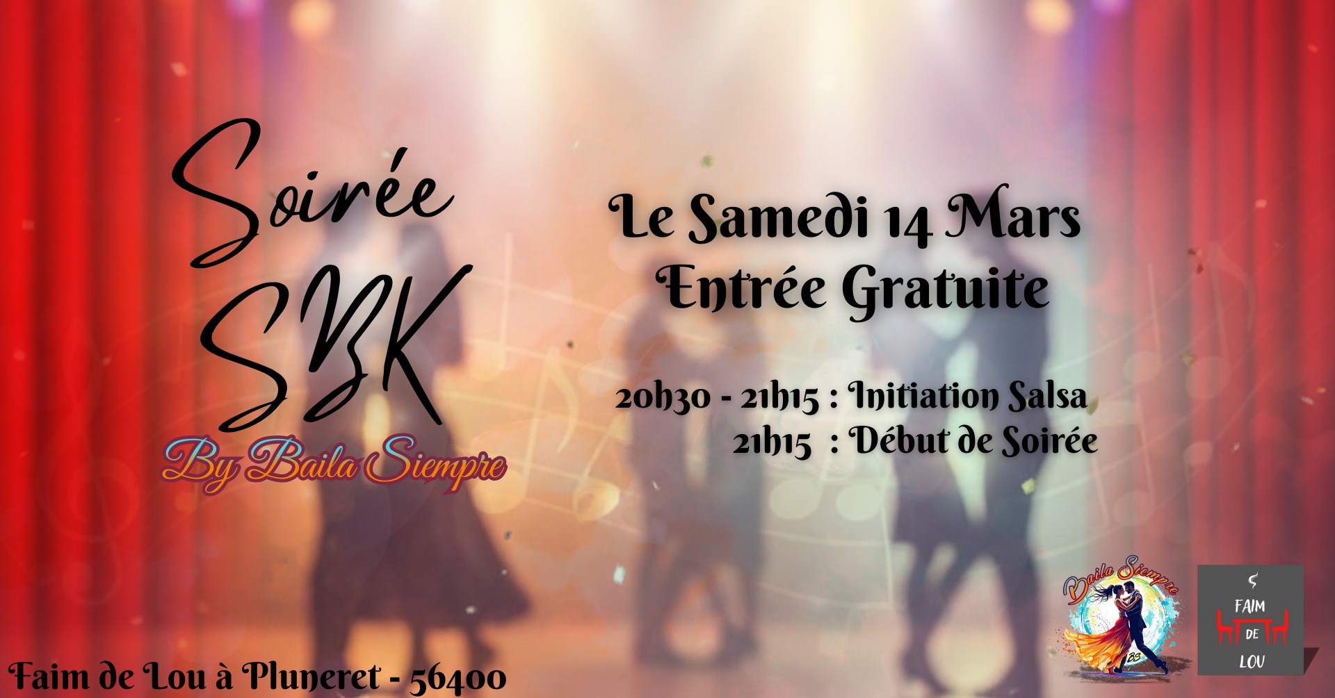 Affiche de Soirée SBK - Faim de Lou à Pluneret 