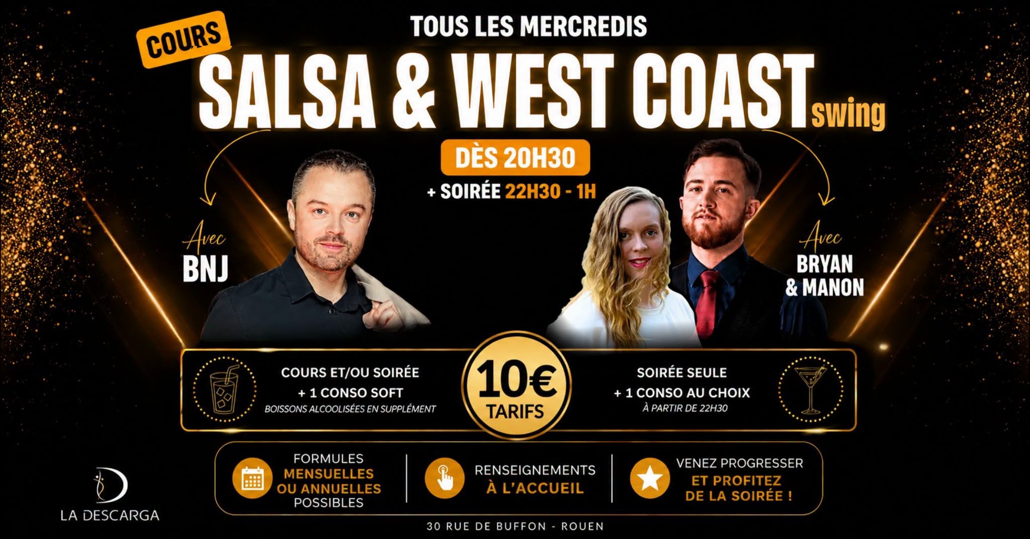 Affiche de Les mercredis West Coast Swing et Salsa à La Descarga 
