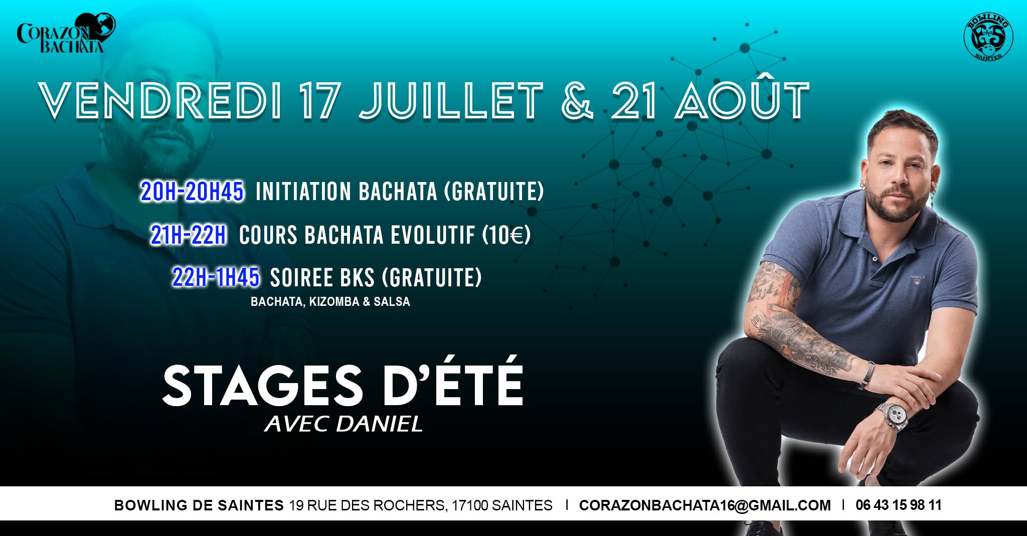 Affiche de Initiation Bachata + cours et soiree BKS  à Saintes