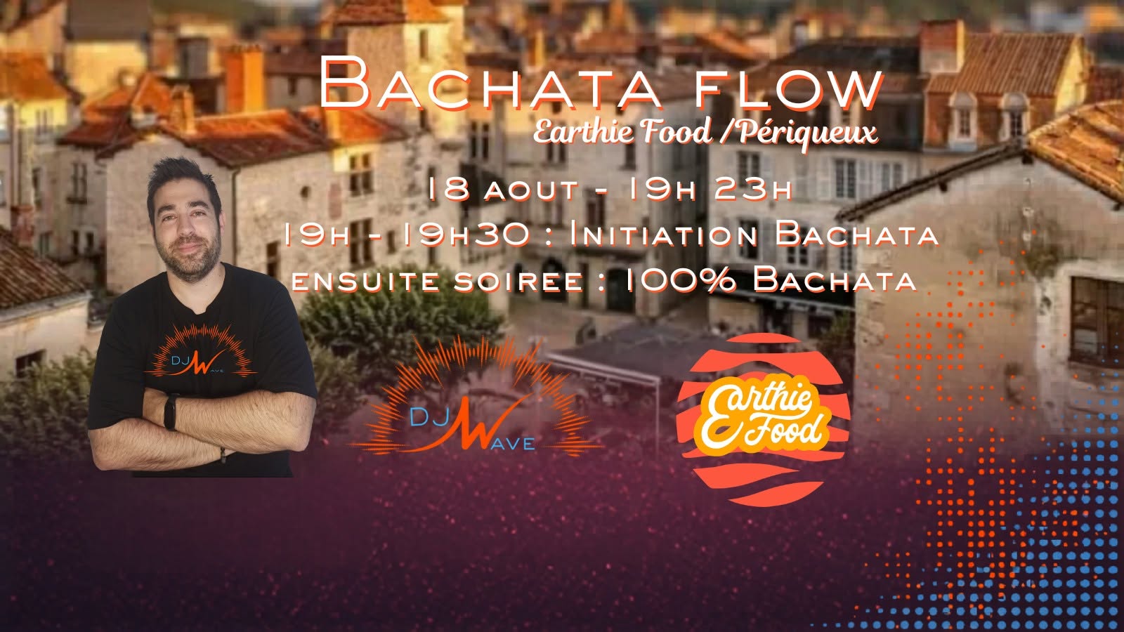 Affiche de Bachata Flow & Earthie Food • Soirée 100% Bachata • Périgueux