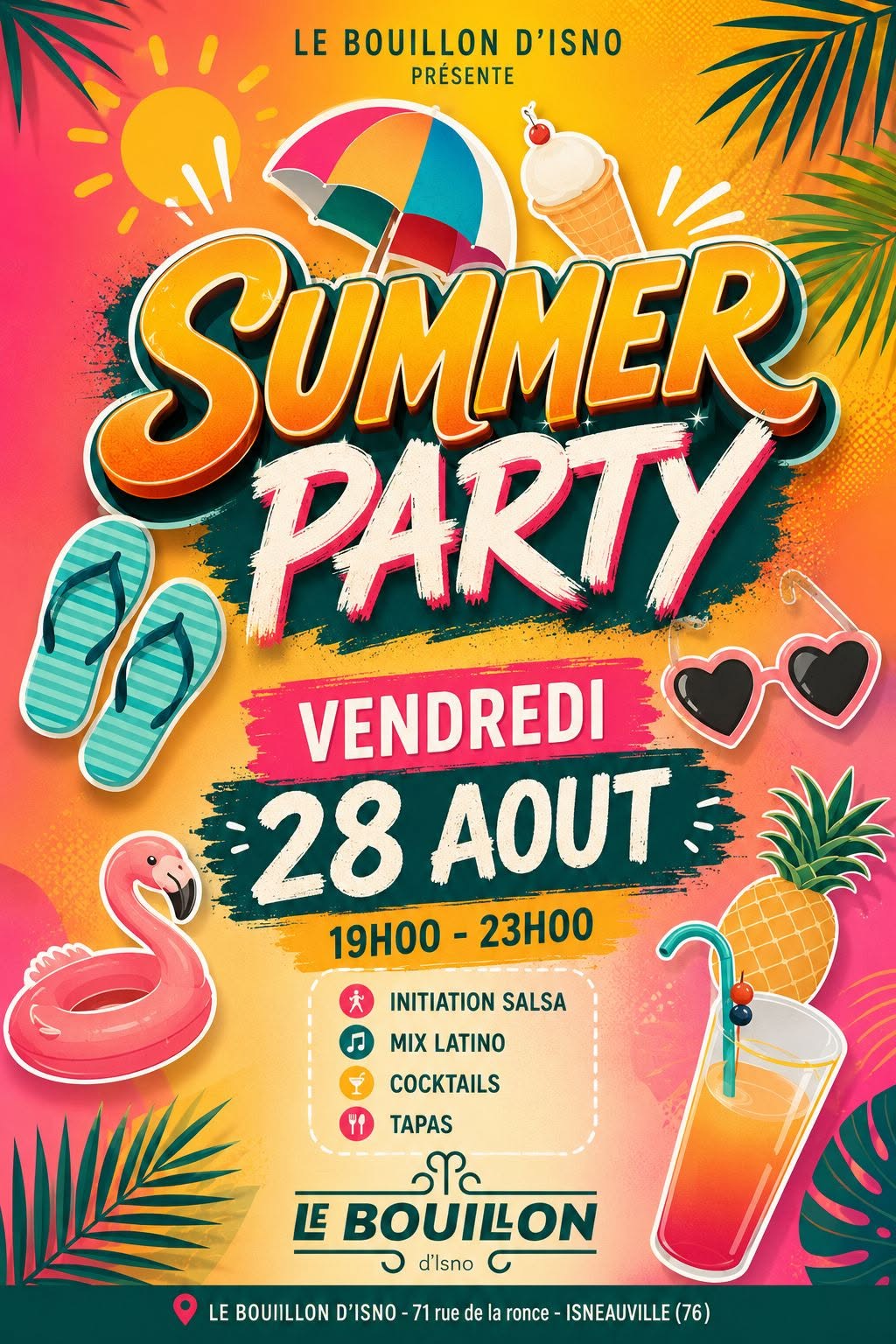 Affiche de SUMMER PARTY ( yellow touch ) - AOUT  -  BOUILLON D'ISNO (ISNEAUVILLE)