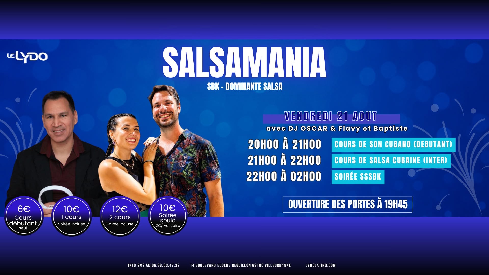 Affiche de Salsamania au Lydo (Salsa) - Avec Flavy et Baptiste