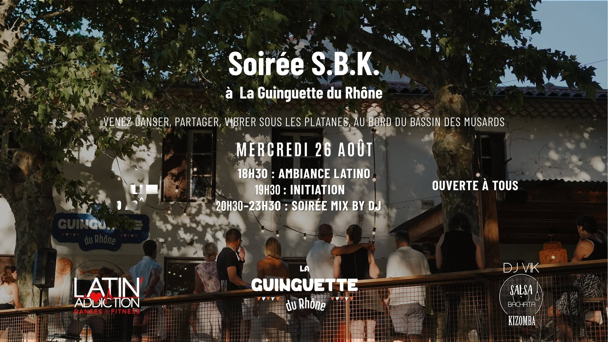 Affiche de La Guinguette SBK à la Roche de Glun mercredi 26 août