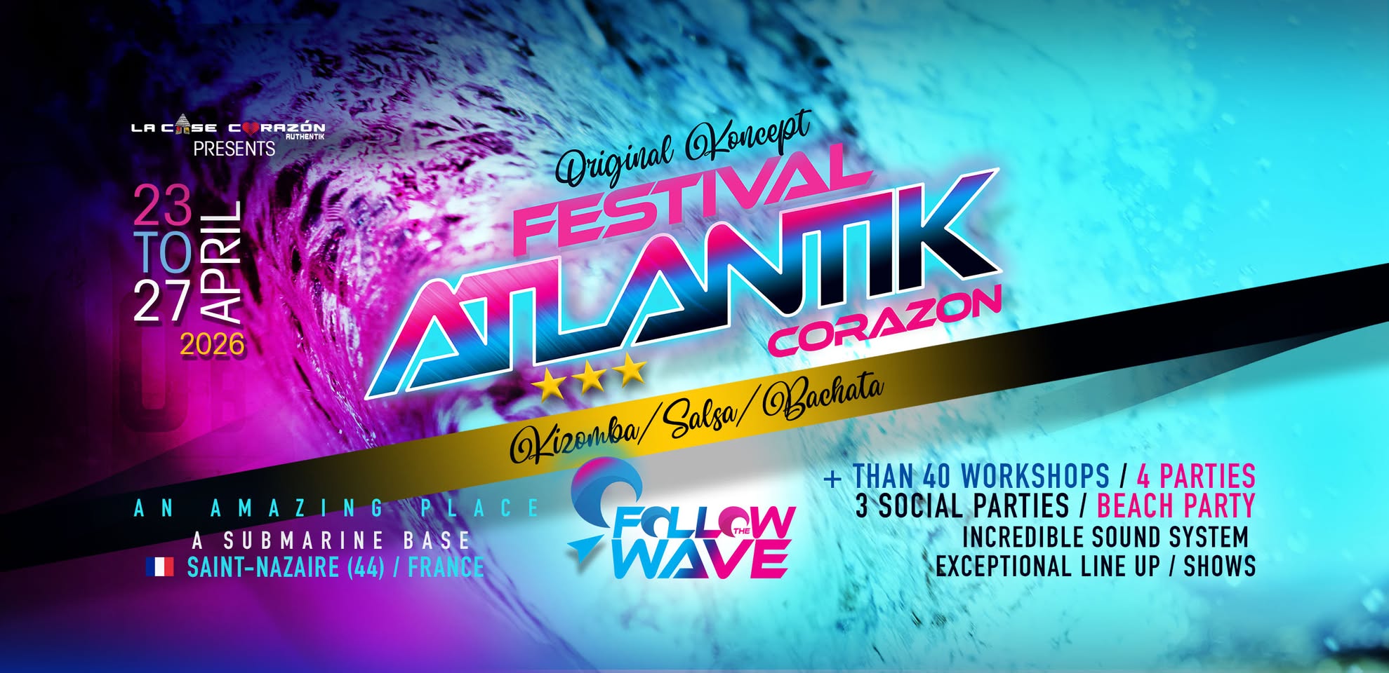 Affiche de ATLANTIK CORAZON FESTIVAL 2026 ❤️ OCEAN KIZOMBA BEACH SALSA / BACHATA