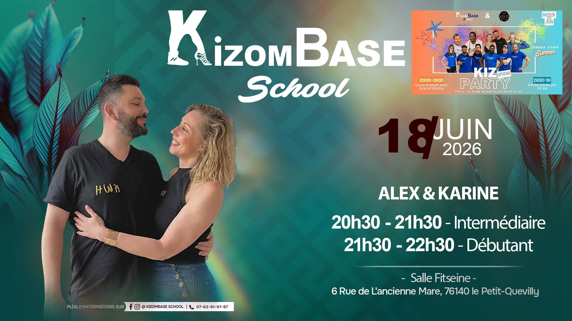 Affiche de Cours de Kizomba – Tous les jeudis à la Salle Fitseine (Le Petit-Quevilly)
