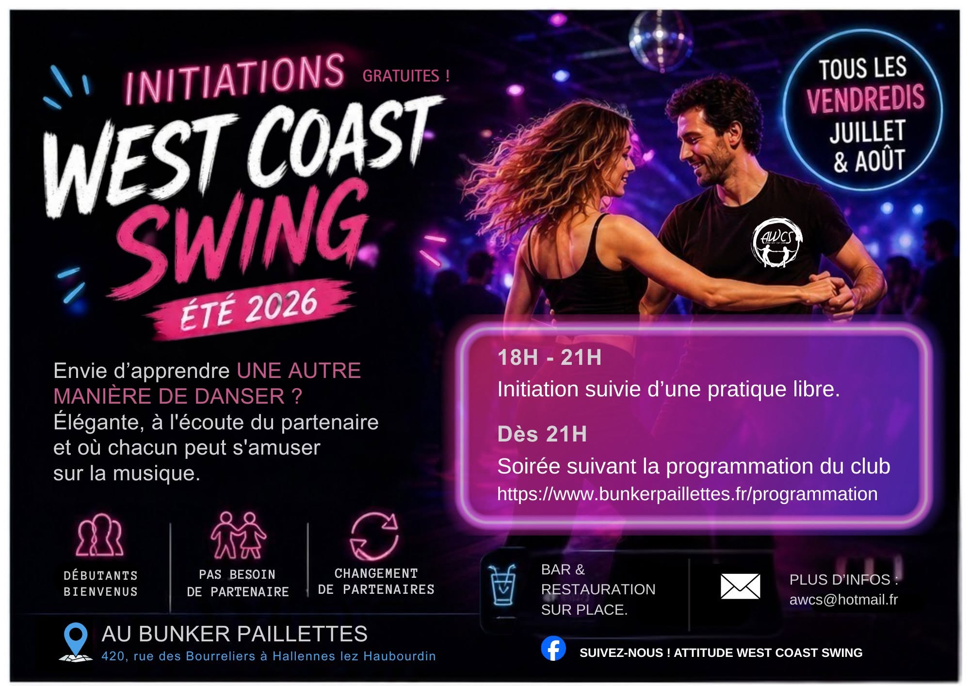 Affiche de 🪩 WEST COAST SWING🪩18 à 21h. GRATUIT