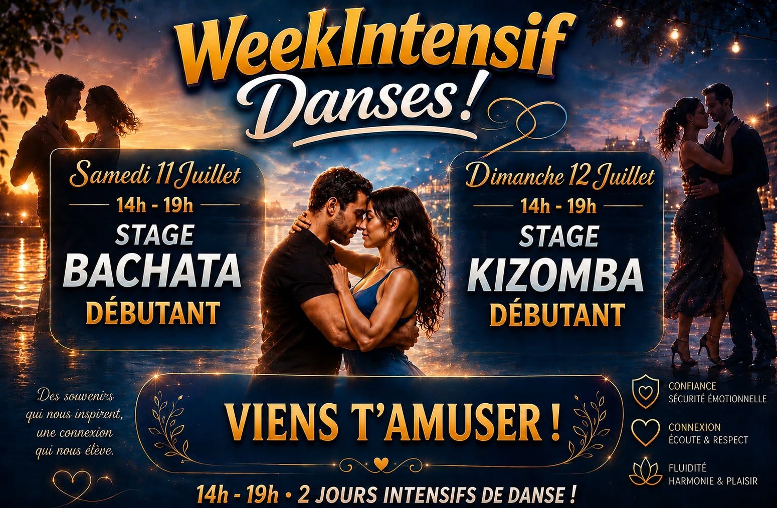 Affiche de week-end Bachata et Kizomba débutant 