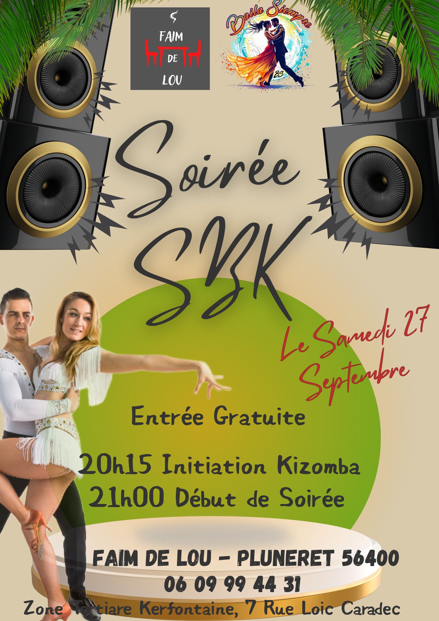 Affiche de Soirée Salsa, Bachata et Kizomba à Pluneret