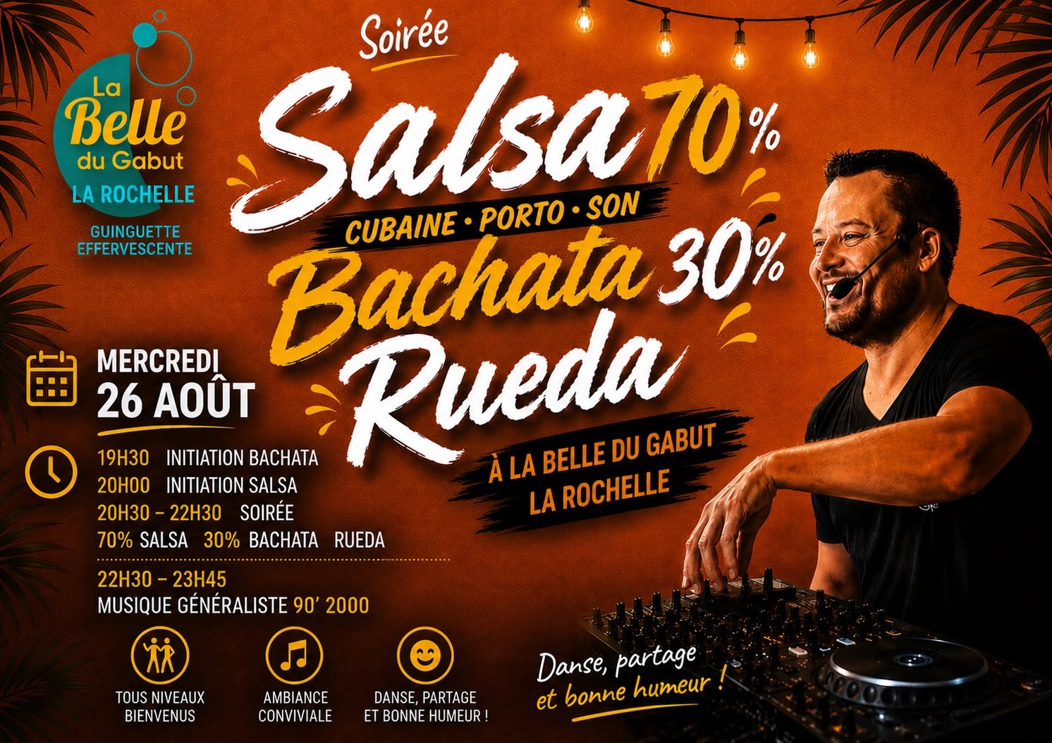 Affiche de Initiations, soirée salsa Bachata Rueda