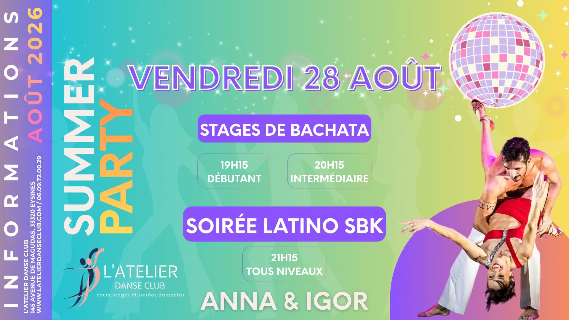 Affiche de STAGES DE BACHATA & SOIRÉE LATINO SBK