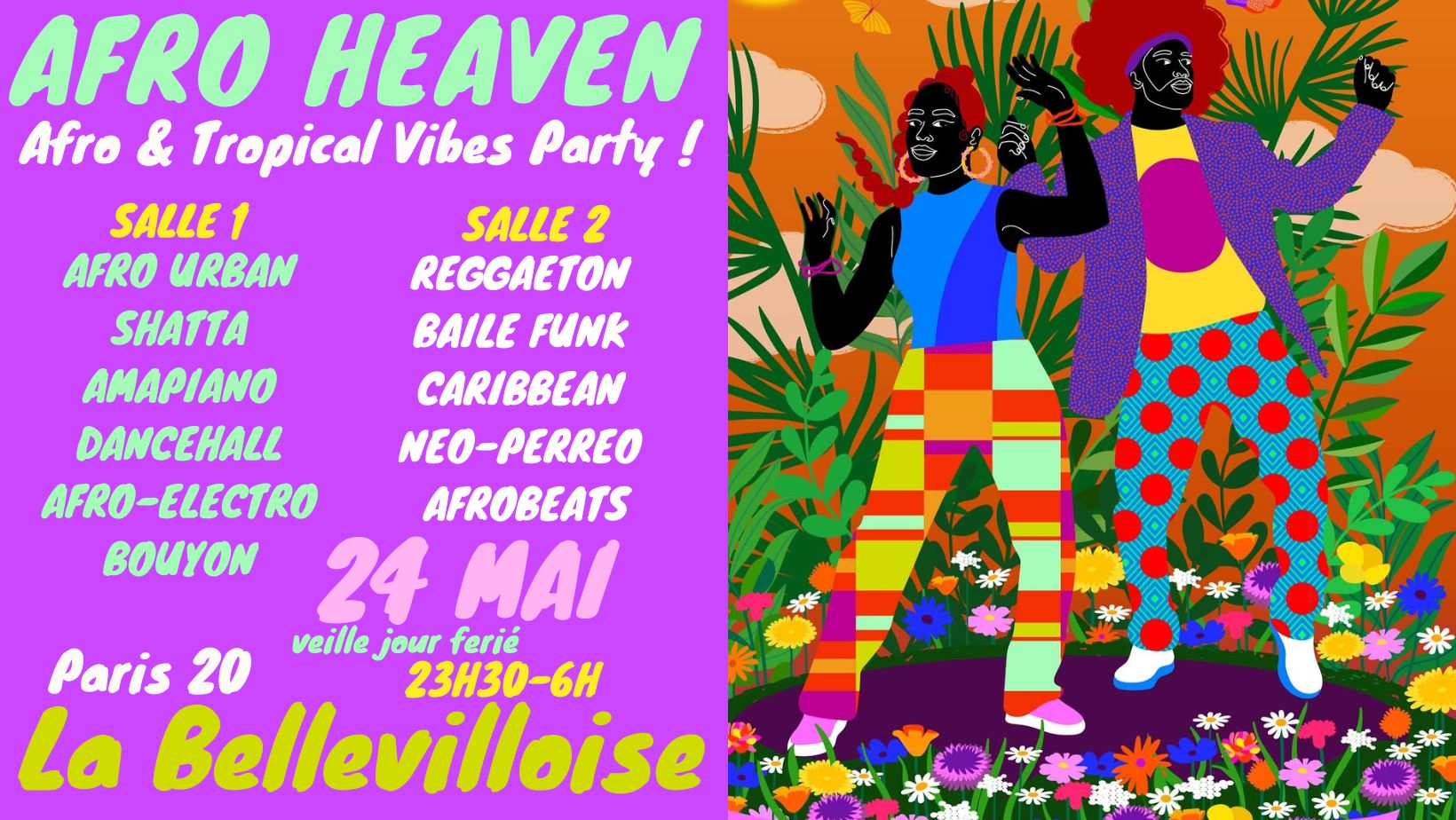 Affiche de Afro Heaven ~ Afro & Tropical Vibes Party à La Bellevilloise !
