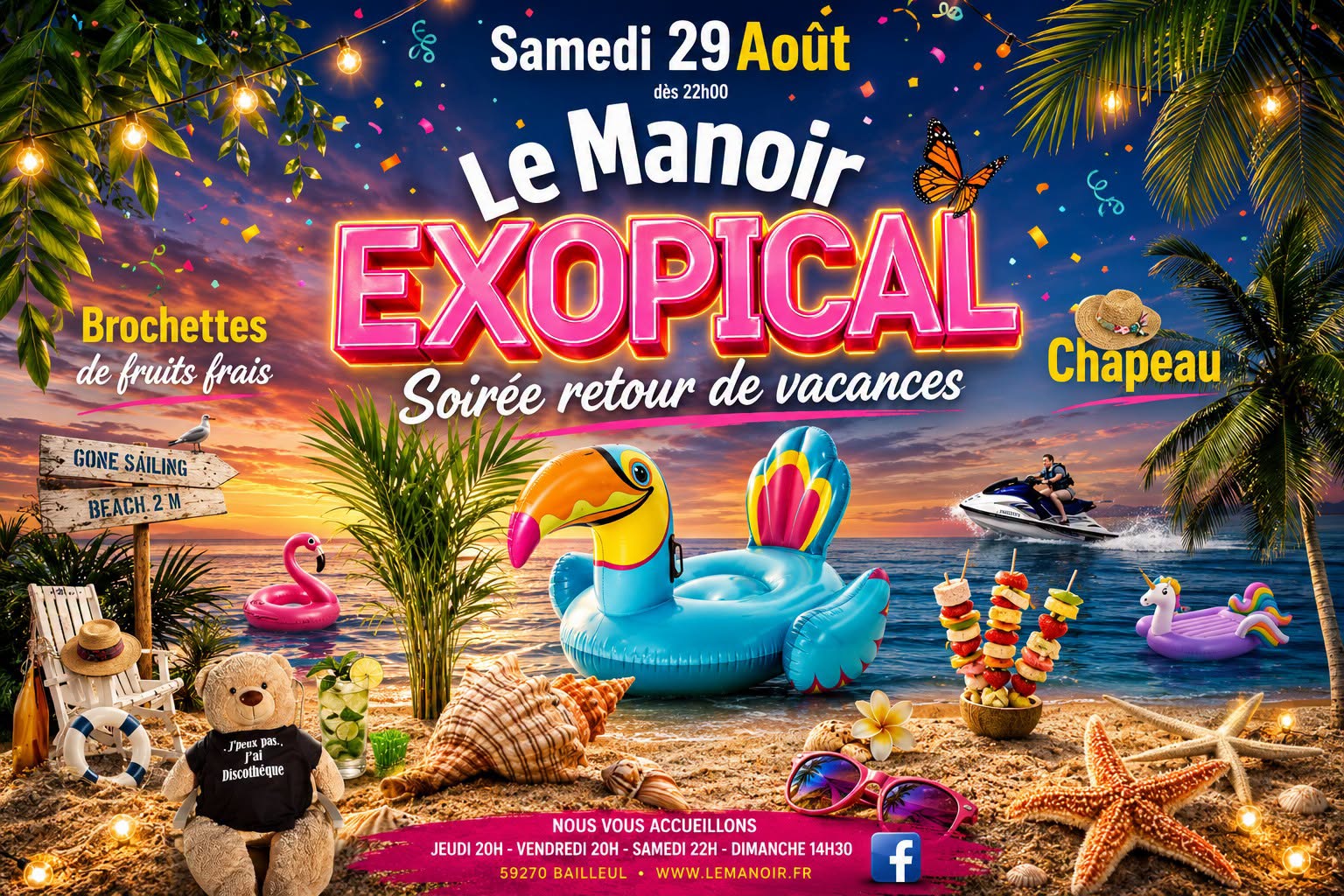 Affiche de Exopical, soirée retour de Vacances