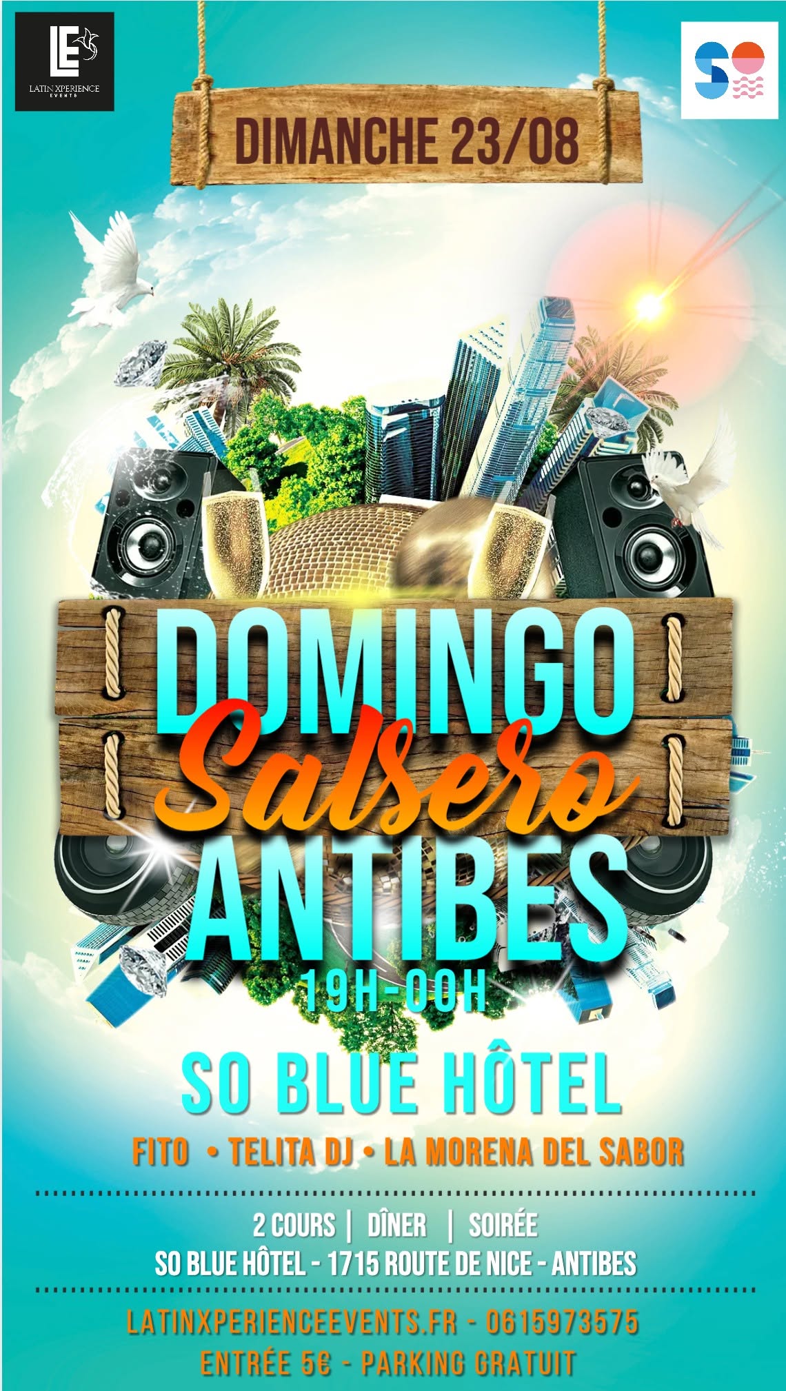 Affiche de Domingo Salsero au So Blue Antibes avec Fito & Latin Xperience 