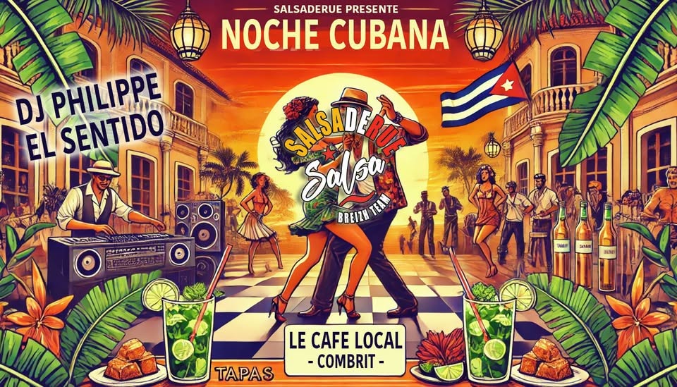 Affiche de soirée salsa café local