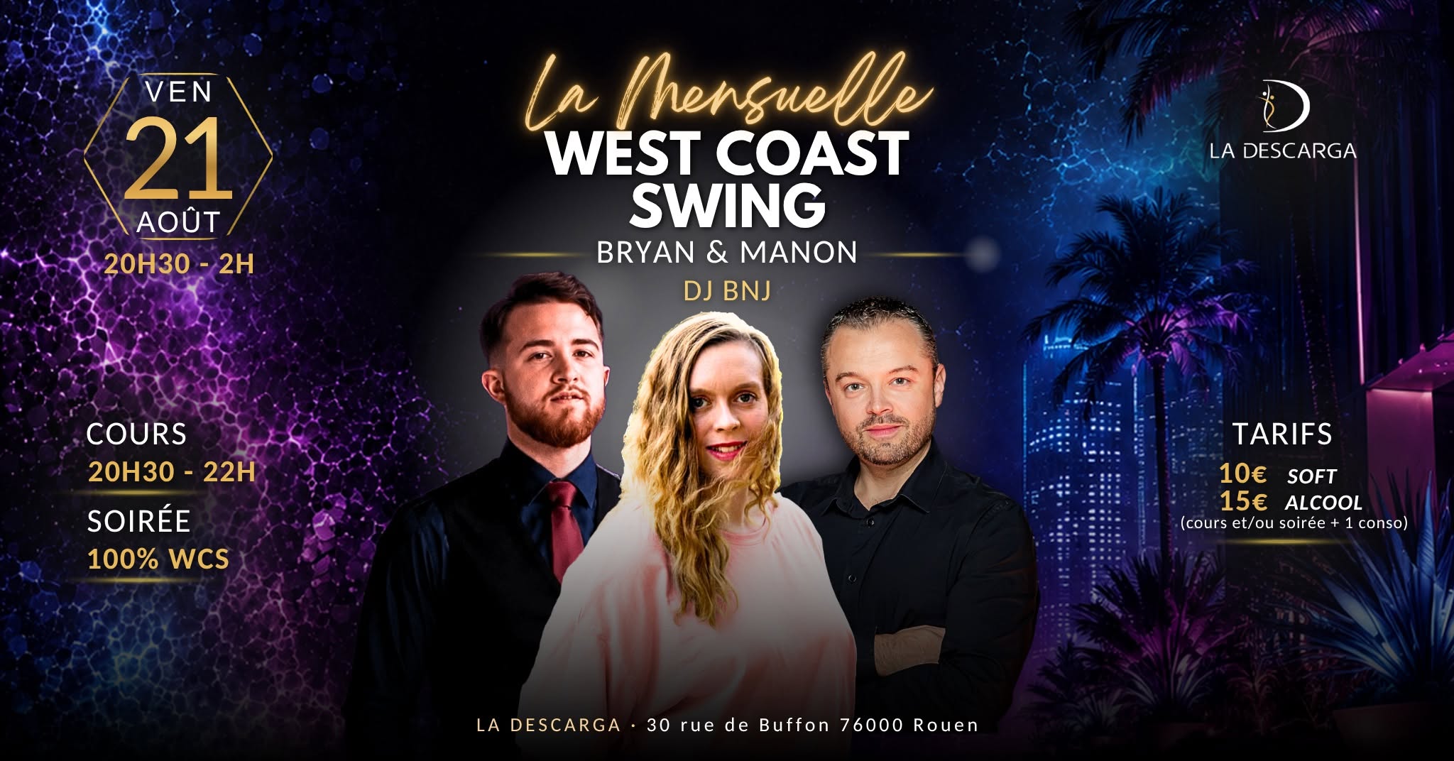 Affiche de La Mensuelle West Coast Swing à La Descarga