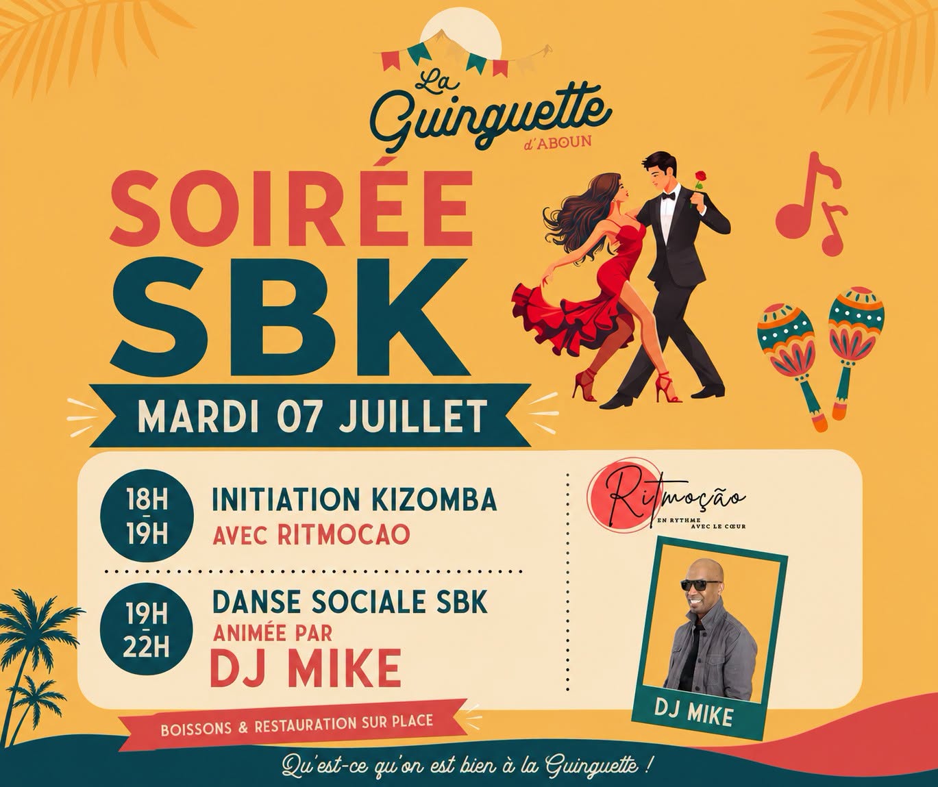 Affiche de 💃🕺 SOIRÉE SBK À LA GUINGUETTE D'ABOUN 🕺💃