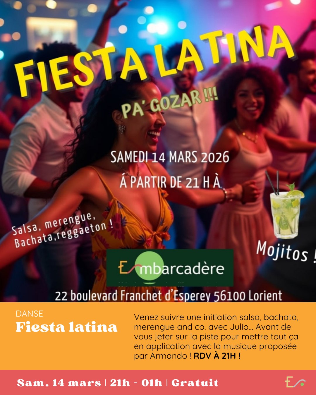 Affiche de Initiation danses salsa, bachata... + Fiesta Latina !