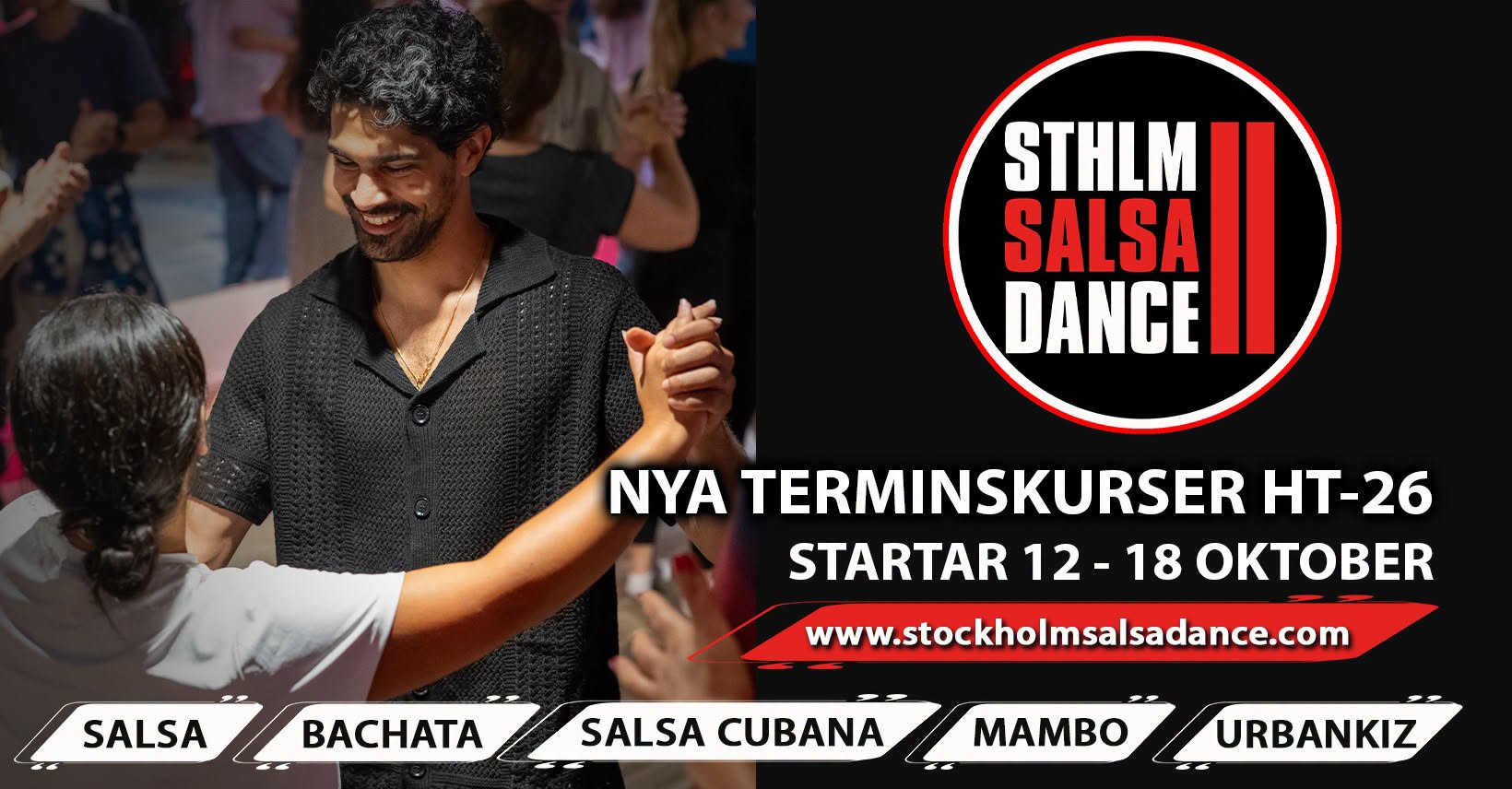 Affiche de Nya terminskurser startar 12-18 oktober på Stockholm Salsa Dance!