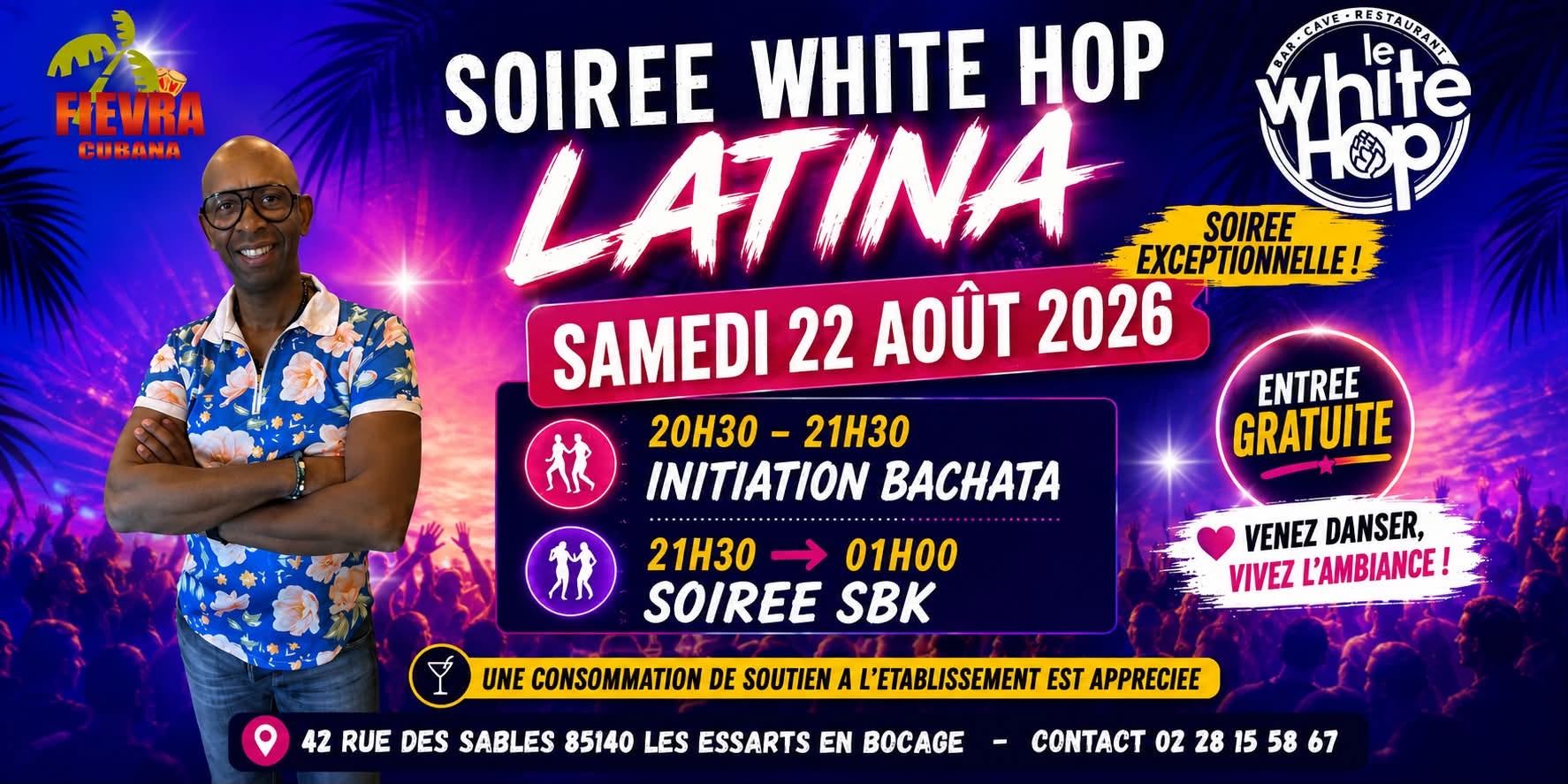 Affiche de soirée latina du White Hop 