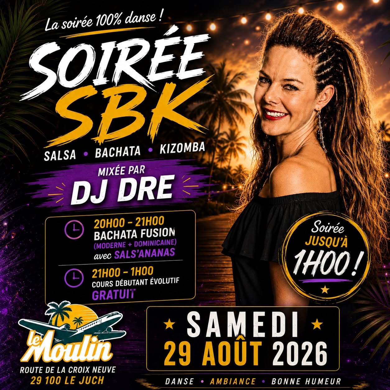 Affiche de Soirée SBK, 21h-1h. Le Moulin discothèque 