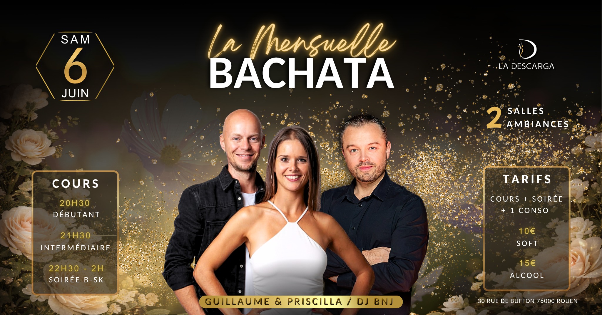 Affiche de La Mensuelle Bachata de JUIN à La Descarga