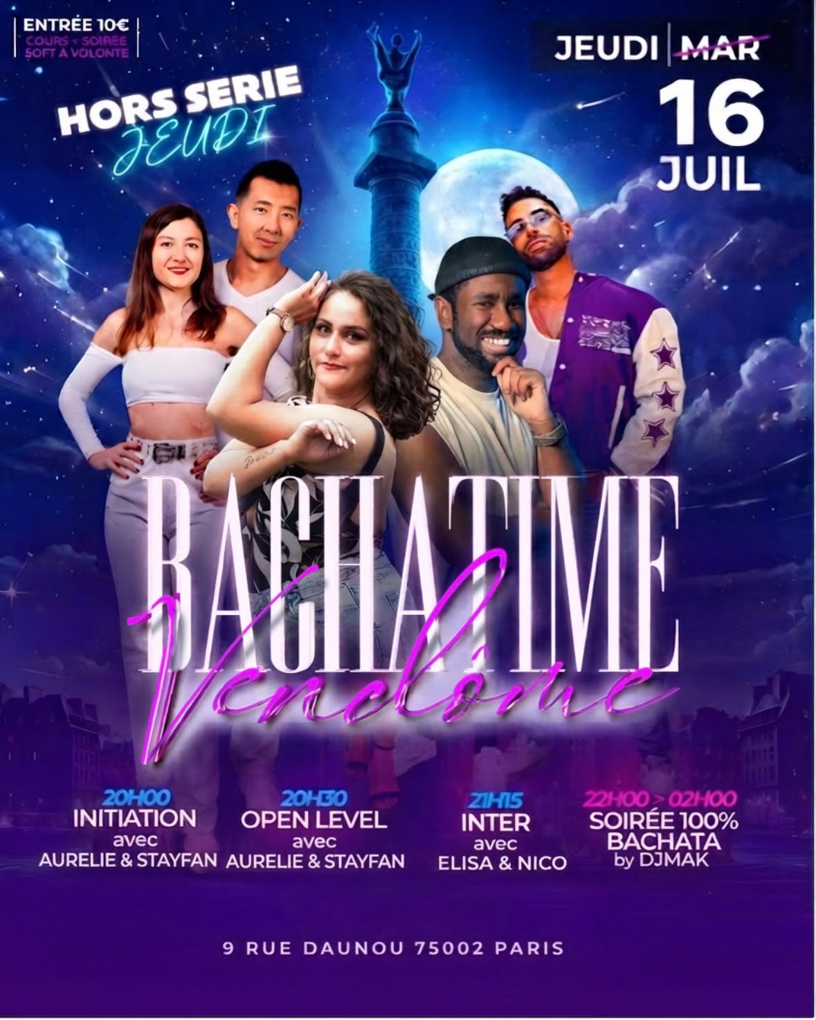 Affiche de BACHATIME VENDÔME - JEUDI 16 JUILLET - HORS SERIE JEUDI ⭐️