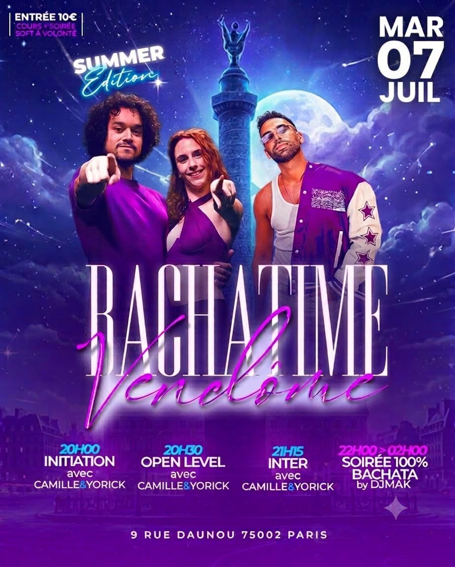 Affiche de BACHATIME VENDÔME - MARDI 07 JUILLET - SUMMER EDITION 🍧