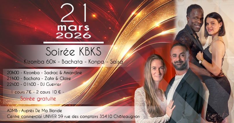 Affiche de Soirée KBKS (kizomba-bachata-konpa-salsa)
