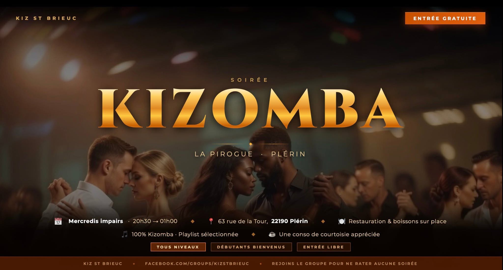Affiche de Soirée KIZOMBA à La Pirogue PLÉRIN 